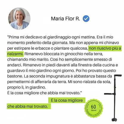 Il bastone che vi aiuta ad alzarvi da soli e a camminare senza paura di cadere