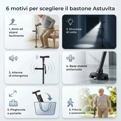 Il bastone che vi aiuta ad alzarvi da soli e a camminare senza paura di cadere