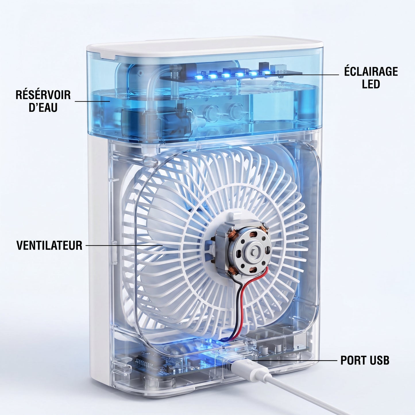 Ventilateur Climatiseur 3 en 1 Humidificateur - Canicule été